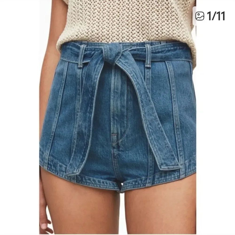 All Saints Frankie Shorts Denim Jean Mid Indigo Wash Size 31